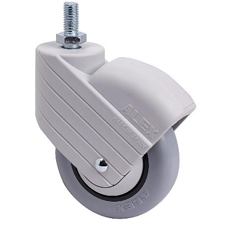 RUEDA GIRATORA ESPIGA ROSC.M10X20 GRIS 50HP100CP-PLGI POLIAMIX-GOMA GRIS LISO