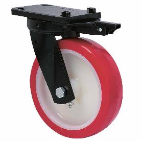 RUEDA GIRATORA PLACA MEC.DIR.10HLBMD150-POB NYLON BLANCO-POLIUR.ROJO BOLAS