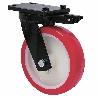 RUEDA GIRATORA PLACA MEC.DIR.10HLBMD200-PO NYLON BLANCO-POLIUR.ROJO EJE LISO