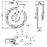 RUEDA GIRATORA PLACA MEC.DIR.10HLBMD250E-HUB HIERRO-POLIUR.NARANJA EJE BOLAS