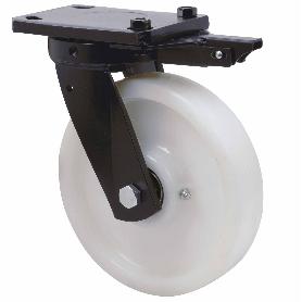 RUEDA GIRATORA PLACA MEC.DIR.10HLBMD125-FTB NYLON BLANCO EXTRAFUERTE BOLAS
