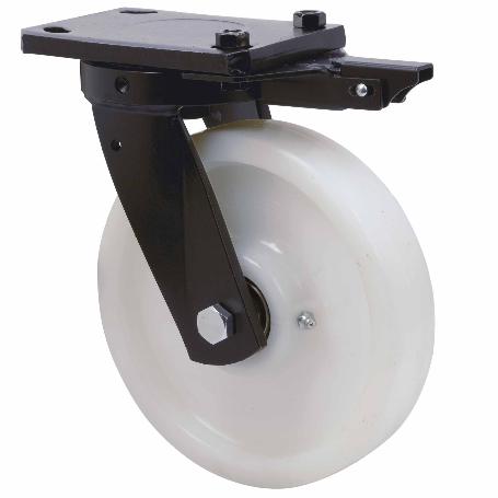 RUEDA GIRATORA PLACA MEC.DIR.10HLBMD200-FTB NYLON BLANCO EXTRAFUERTE BOLAS