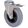 RUEDA GIRATORA AGUJERO M12 FRENO INOX.20ZVIFD200-PSN POLIAMIX-GOMA GRIS LISO