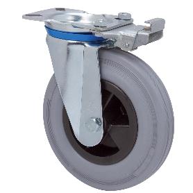 RUEDA GIRATORA PLACA MEC.DIR.10ZVMD160-PSN POLIAMIX-GOMA GRIS EJE LISO