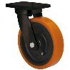 RUEDA GIRATORA PLACA (ANCHA) 10HLB300A-HUB HIERRO-POLIUR.NARANJA EJE BOLAS
