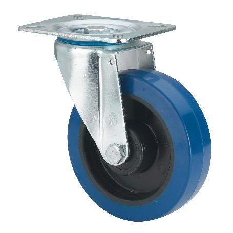 RUEDA GIRATORA PLACA 10ZVL80-PGMR POLIAMIX-GOMA AZUL EJE RODILLOS