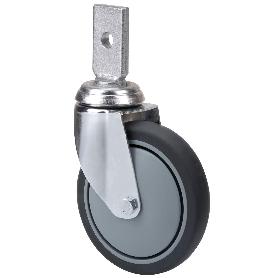 RUEDA GIRATORA ESPIGA PLANA 32BM125CP-PGAISB GOMA GRIS EJE BOLAS