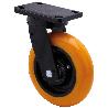 RUEDA GIRATORA PLACA 10HLB200-HUAB HIERRO-POLIUR.NARANJA EJE BOLAS BALONA