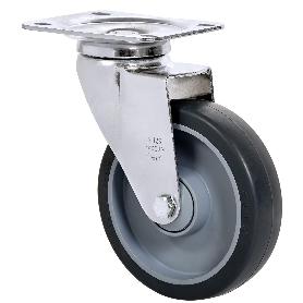 RUEDA GIRATORA PLACA 10A150CP-PGAISB GOMA GRIS EJE BOLAS