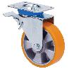 RUEDA GIRATORA PLACA FRENO 10TVFD160-AUB ALUMINIO-POLIUR.NARANJA EJE BOLAS