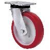 RUEDA GIRATORA PLACA 10SLR200-PO NYLON BLANCO-POLIUR.ROJO EJE LISO