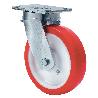 RUEDA GIRATORA PLACA 10SLR200-POB NYLON BLANCO-POLIUR.ROJO EJE BOLAS