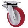 RUEDA GIRATORA PLACA FRENO 10SLRFD200-POB NYLON BLANCO-POLIUR.ROJO EJE BOLAS