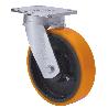 RUEDA GIRATORA PLACA 10SLR200-HUB HIERRO-POLIUR.NARANJA EJE BOLAS