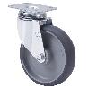 RUEDA GIRATORA PLACA 10BHA125-PGZN POLIAMIX-GOMA GRIS INYECT.EJE LISO