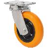 RUEDA GIRATORA PLACA 10SLR200-HUAB HIERRO-POLIUR.NARANJA EJE BOLAS BALONA