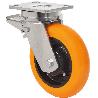 RUEDA GIRATORA PLACA FRENO 10SLRFD200-HUAB HIERRO-POLIUR.NARANJA BOLAS BALONA