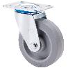 RUEDA GIRATORA PLACA 10ZV125-PGR GOMA ELASTICA GRIS EJE RODILLOS