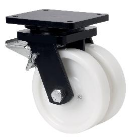 RUEDA GIRATORA PLACA FRENO 10HLGFD150-FT NYLON BLANCO EXTRAFUERTE(DOBLE) LISO