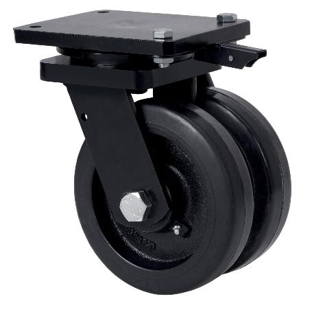 RUEDA GIRATORA PLACA MEC.DIR.10HLGMD150-HGB HIERRO-GOMA NEGRA NATUR(DOBLE)BOL