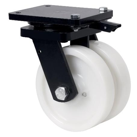 RUEDA GIRATORA PLACA MEC.DIR.10HLGMD150-FTB NYLON BLANCO EXTRAFUERT(DOBLE)BOL