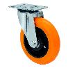 RUEDA GIRATORA PLACA 4MM 10ZVR200-HUAB HIERRO-POLIUR.NARANJA EJE BOLAS BALONA