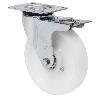 RUEDA GIRATORA PLACA FRENO 4MM 10ZVRFD200-FTB NYLON BLANCO EXTRAFUERTE BOLAS