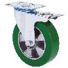 RUEDA GIRATORA PLACA FRENO 10ZVFD160-AUGB ALUMINIO-POLIUR.VERDE EJE BOLAS