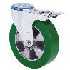 RUEDA GIRATORA AGUJERO M12 FRENO 20ZVFD160-AUGB ALUMINIO-POLIUR.VERDE BOLAS