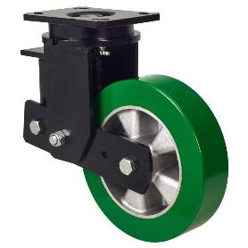 RUEDA GIRATORA PLACA 10HLSB160-AUGB SUSPENSION ALUMINIO-POLIUR.VERDE BOLAS