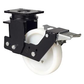 RUEDA GIRATORA PLACA FR.10HLSBFN200-FTB SUSPENSION NYLON BLANCO EXTRAF.BOLAS