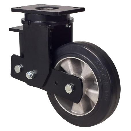 RUEDA GIRATORA PLACA 10HLSB200-DEB SUSPENSION GOMA NEGRA ELASTICA EJE BOLAS