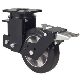 RUEDA GIRATORA PLACA FR.10HLSBFN160-DEB SUSPENSION GOMA NEGRA ELASTICA BOLAS