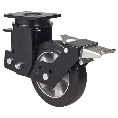RUEDA GIRATORA PLACA FR.10HLSBFN200-DEB SUSPENSION GOMA NEGRA ELASTICA BOLAS