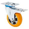 RUEDA GIRATORA PLACA FR.10ZVFD160-AUAB ALUMINIO-POLIUR.NARANJA BOLAS BALONA