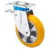 RUEDA GIRATORA PLACA FRENO 10TVFD160-AUAB ALUMINIO-POLIUR.NARANJ.BOLAS BALONA