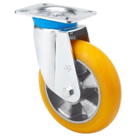 RUEDA GIRATORA PLACA 10TV200-AUAB ALUMINIO-POLIUR.NARANJA EJE BOLAS BALONA