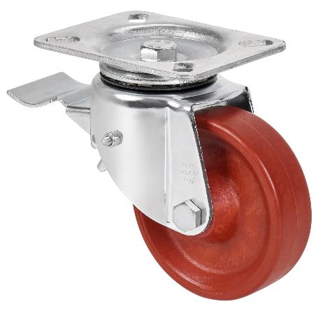 RUEDA GIRATORA PLACA FRENO 10TVFD200-TD RESINA MARRON EJE LISO