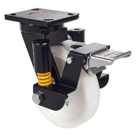 RUEDA GIRATORA PLACA FRENO 10HLSEFN150-FTB SUSPENSION NYLON BLANCO EJE BOLAS