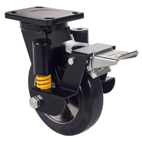 RUEDA GIRATORA PLACA FR.10HLSEFN160-DEB SUSPENSION GOMA NEGRA ELASTICA BOLAS