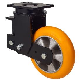 RUEDA GIRATORA PLACA 10HLSB160-AUAB SUSPENSION POLIUR.NARANJA BOLAS BALONA
