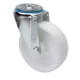 RUEDA GIRATORA AGUJERO M12 20ZVL80-UT POLIAMIX BLANCO EJE LISO