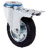 RUEDA GIRATORA AGUJERO M12 FRENO 20ZVLFD100-BSR METALICO-GOMA NEGRA RODILLOS