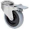 RUEDA GIRATORA AGUJERO M12 FRENO INOX.20ZVLIFD80-PGAN POLIAMIX-GOMA GRIS LISO