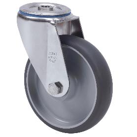 RUEDA GIRATORA AGUJERO M12 INOX.20ZVLI100-PGZN POLIAMIX-GOMA GRIS INYECT.LISO