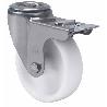 RUEDA GIRATORA AGUJERO M12 FRENO INOX.20ZVLIFD100-UT POLIAMIX BLANCO EJE LISO