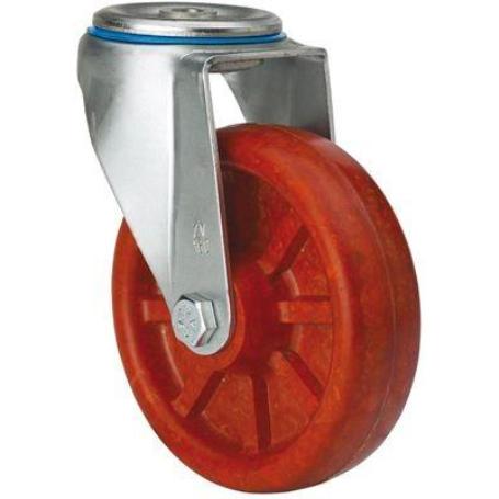 RUEDA GIRATORA AGUJERO M12 INOX.20ZVLI100-TD RESINA MARRON EJE LISO