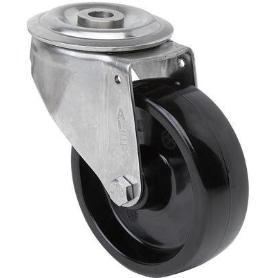 RUEDA GIRATORA AGUJERO M12 INOX.20ZVLI100-TT RESINA NEGRA EJE LISO