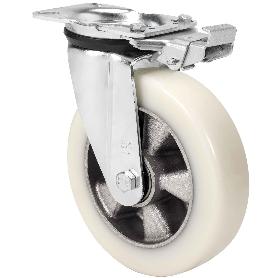 Rueda giratora placa mec.dir.4mm 10zvrmd160-ausb alum-poliur.blancovelocbol