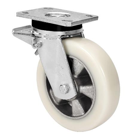 Rueda giratora placa freno 10slrfd160-ausb alum.-poliur.blancovelocbolas